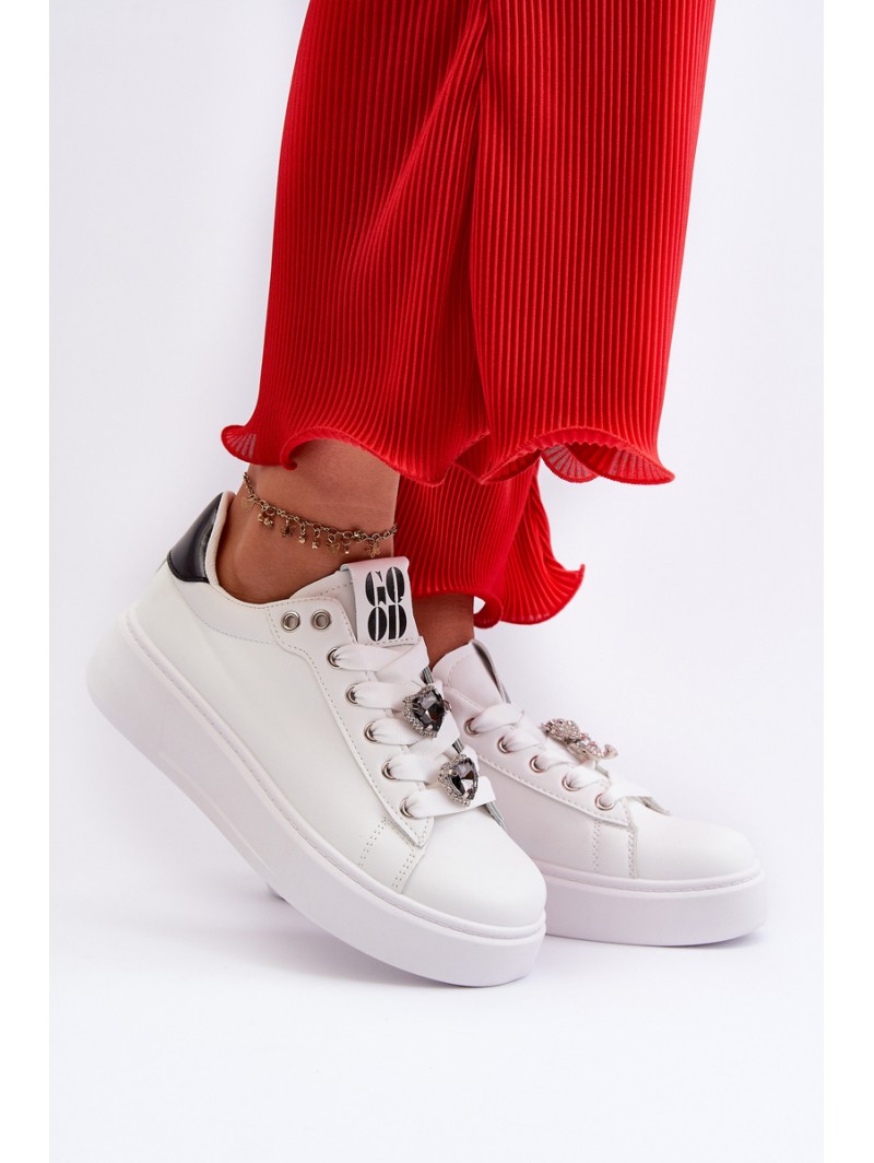 Women's platform sneakers with white embellishments Herbisa