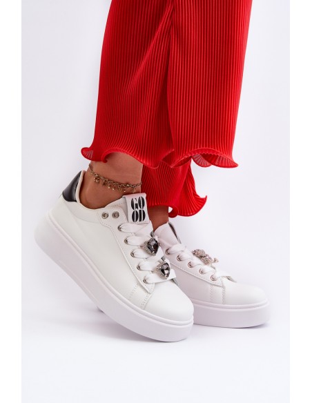 Women's platform sneakers with white embellishments Herbisa