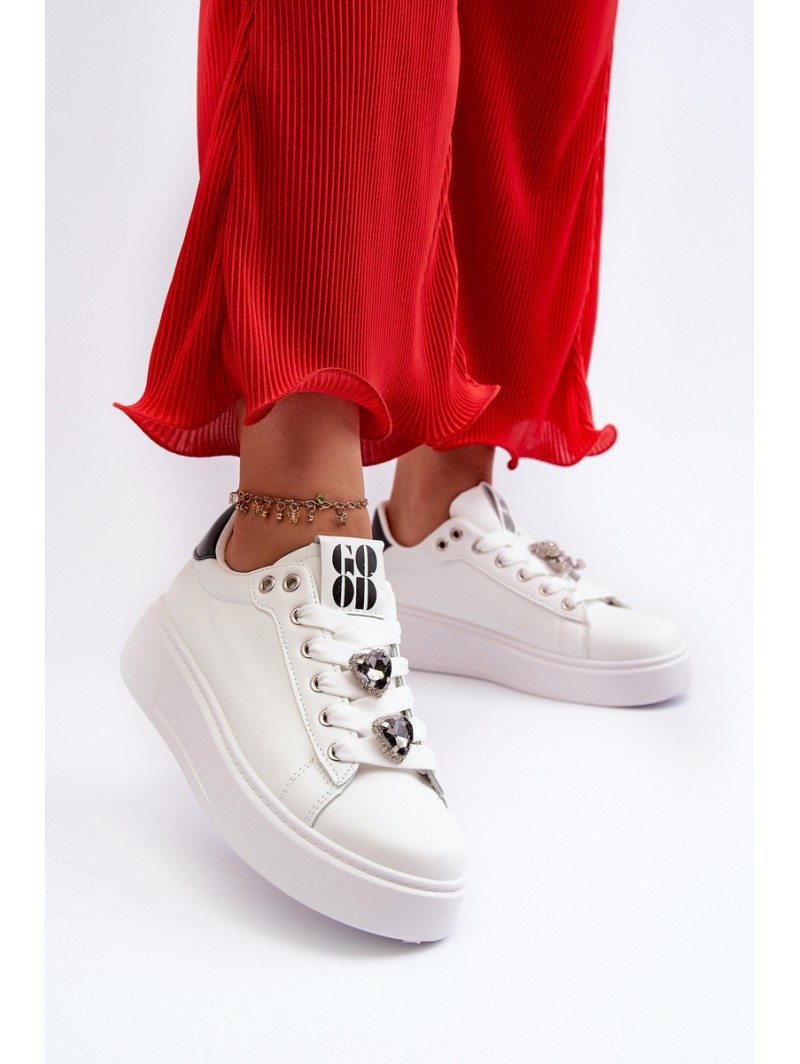 Women's platform sneakers with white embellishments Herbisa