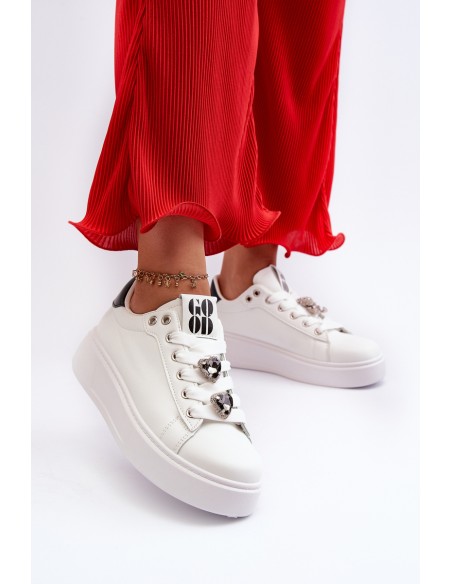 Women's platform sneakers with white embellishments Herbisa