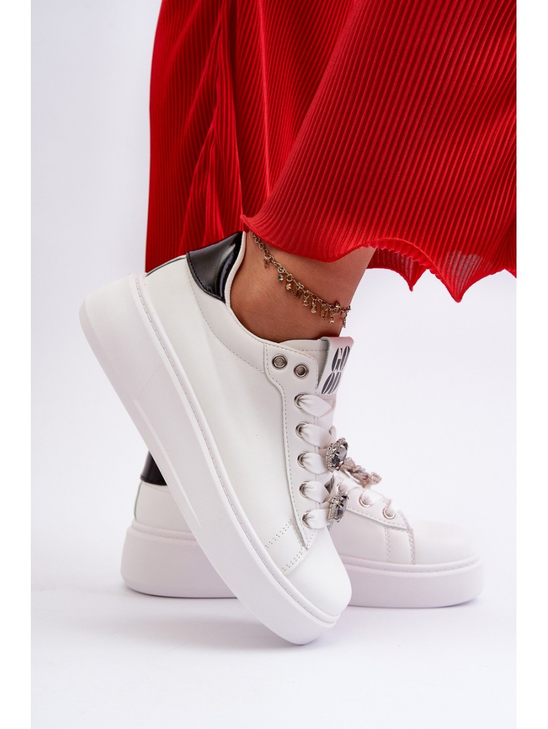 Women's platform sneakers with white embellishments Herbisa