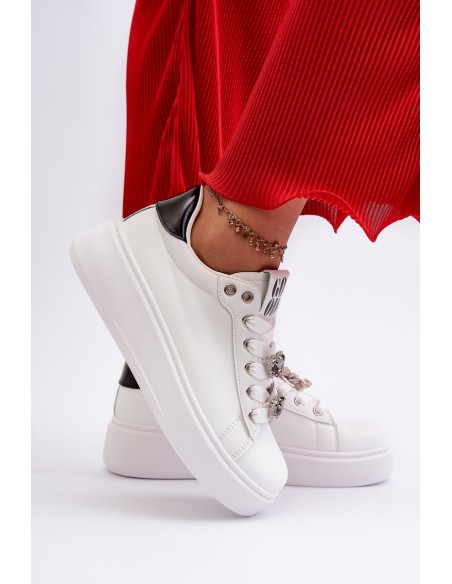 Women's platform sneakers with white embellishments Herbisa