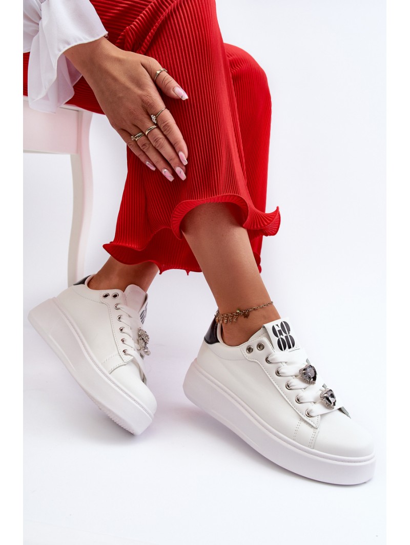 Women's platform sneakers with white embellishments Herbisa