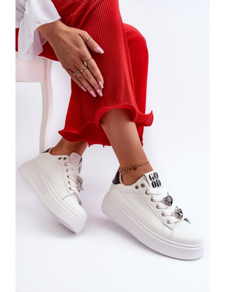 Women's platform sneakers with white embellishments Herbisa