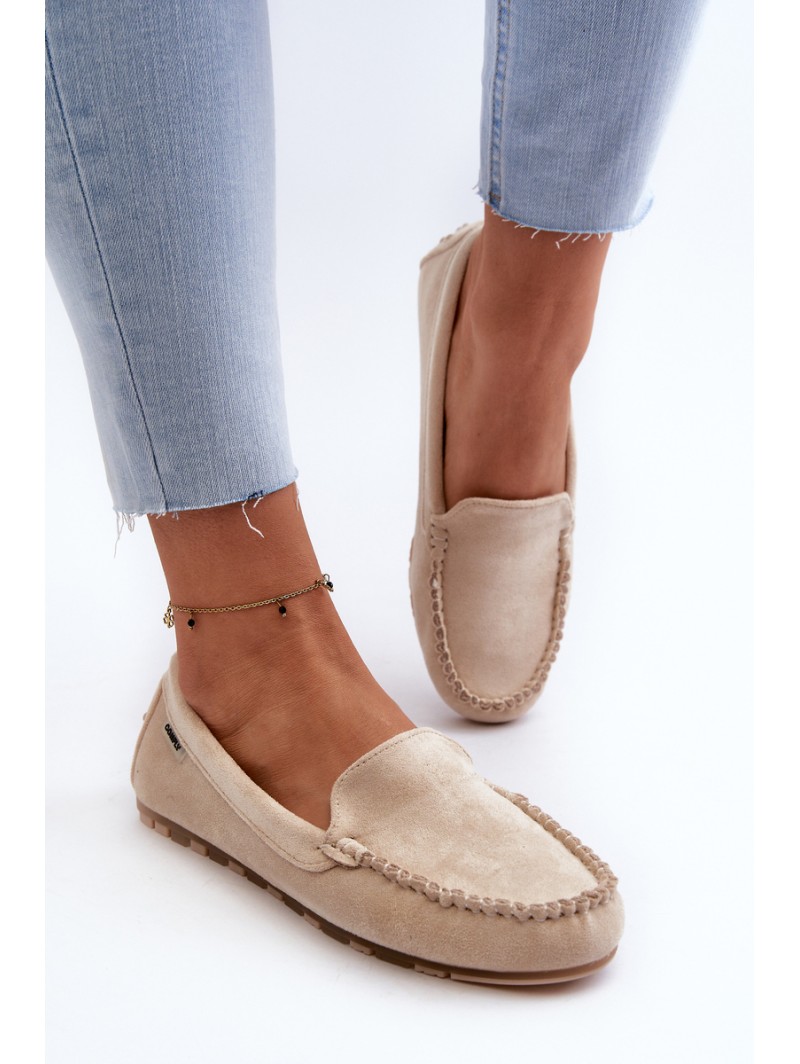Women's Beige Faux Suede Moccasins Amrutia