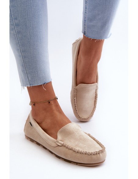 Women's Beige Faux Suede Moccasins Amrutia