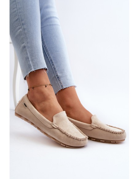 Women's Beige Faux Suede Moccasins Amrutia