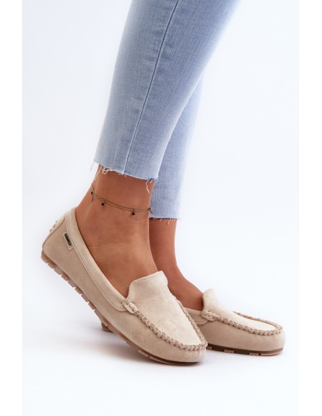 Women's Beige Faux Suede Moccasins Amrutia