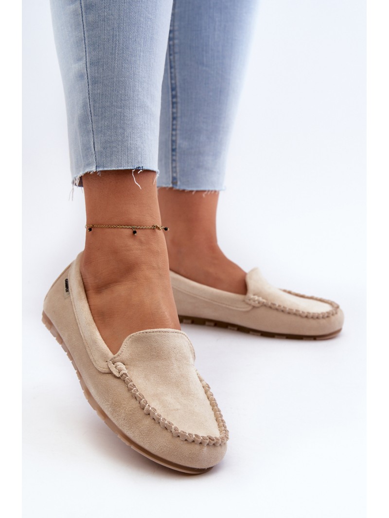 Women's Beige Faux Suede Moccasins Amrutia
