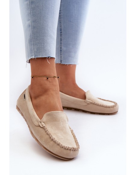 Women's Beige Faux Suede Moccasins Amrutia