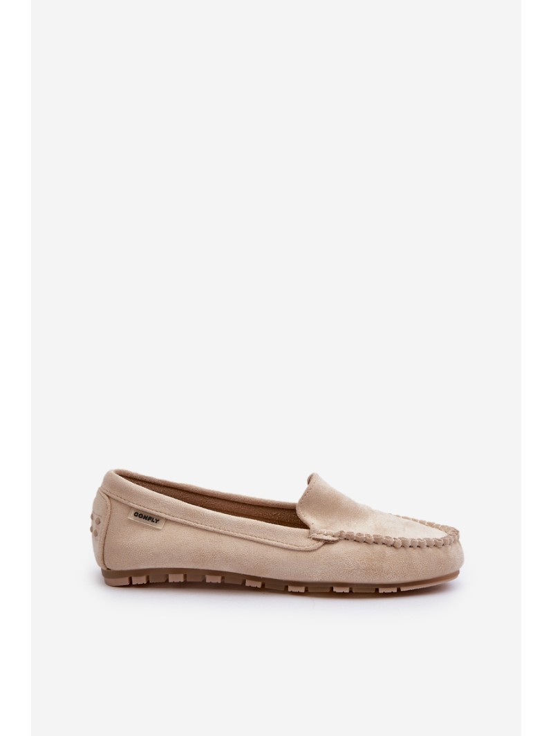Women's Beige Faux Suede Moccasins Amrutia