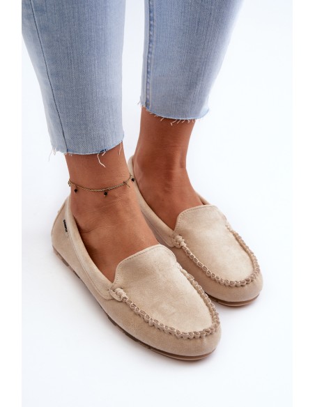 Women's Beige Faux Suede Moccasins Amrutia