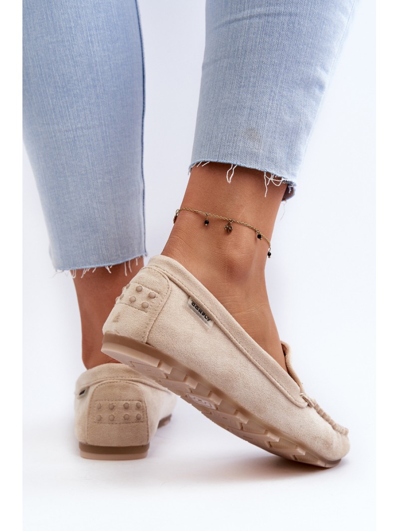 Women's Beige Faux Suede Moccasins Amrutia