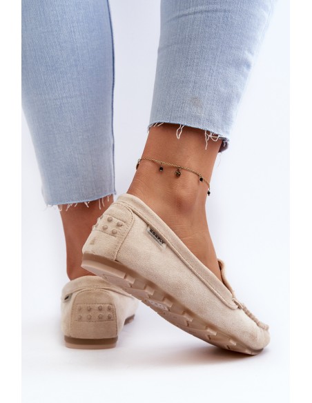 Women's Beige Faux Suede Moccasins Amrutia