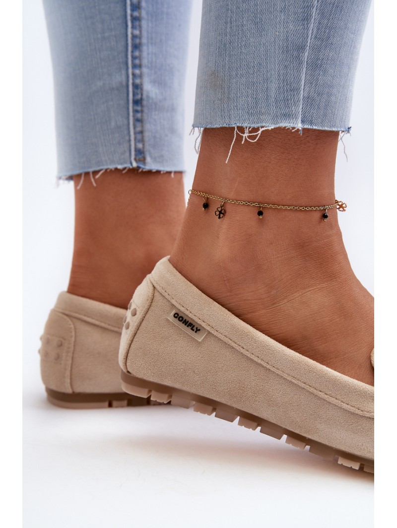 Women's Beige Faux Suede Moccasins Amrutia