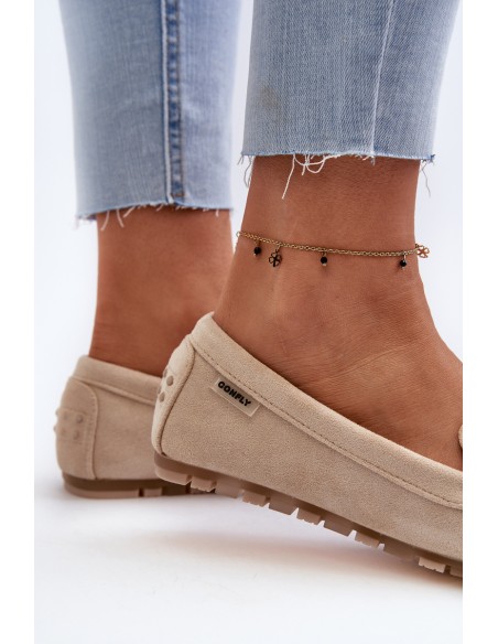 Women's Beige Faux Suede Moccasins Amrutia