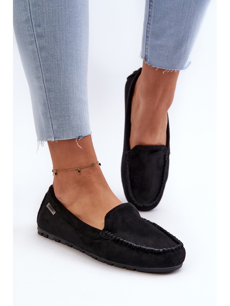 Women's Black Faux Suede Moccasins Amrutia