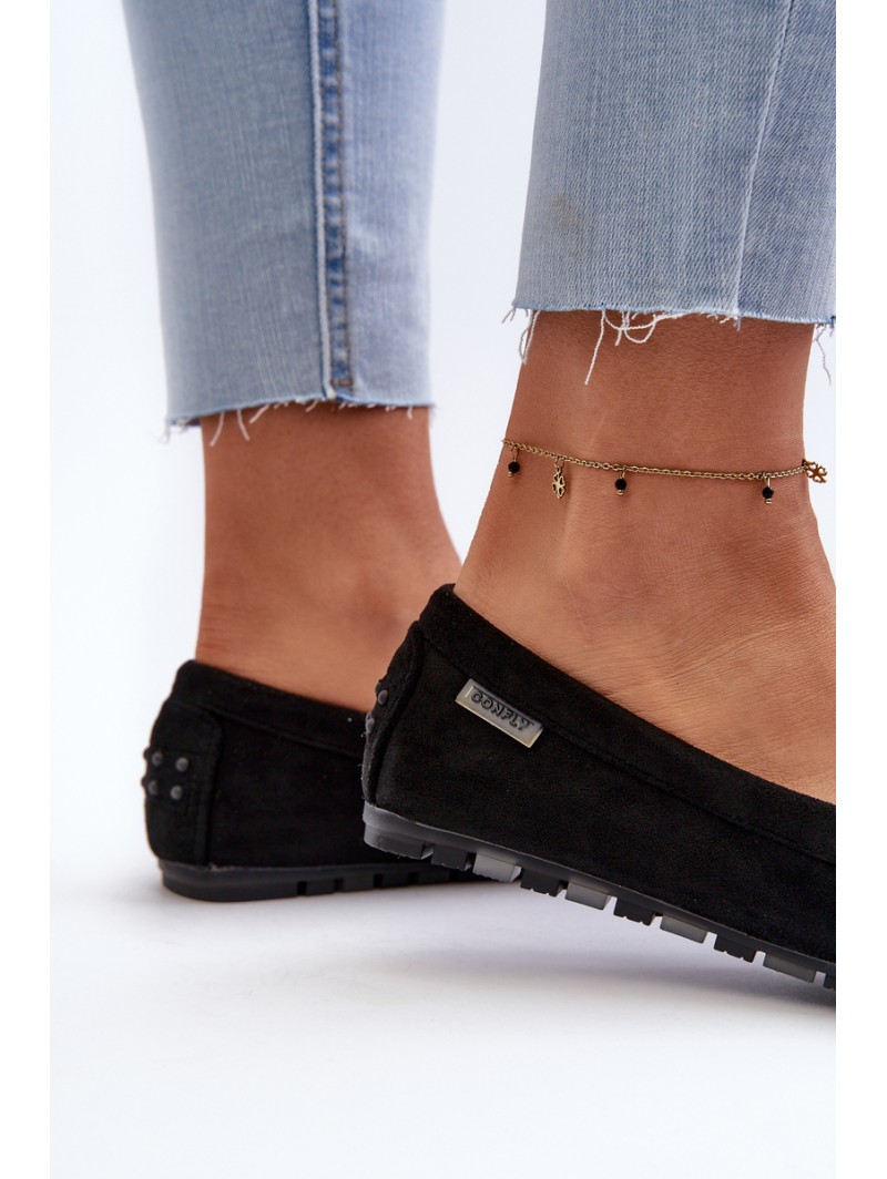 Women's Black Faux Suede Moccasins Amrutia