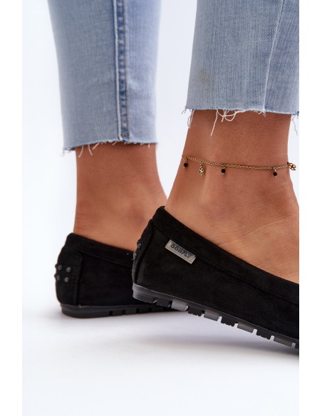 Women's Black Faux Suede Moccasins Amrutia