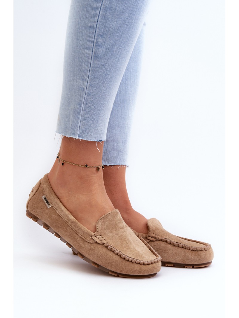 Women's Brown Faux Suede Moccasins Amrutia