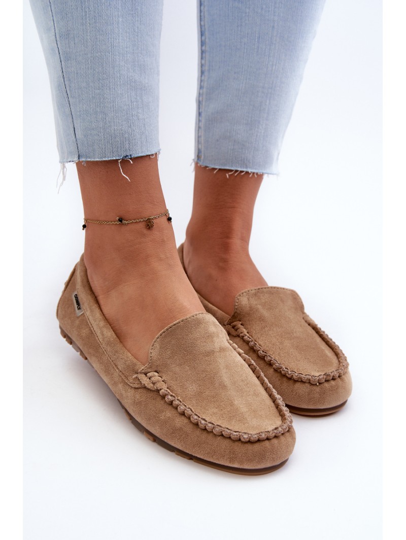 Women's Brown Faux Suede Moccasins Amrutia