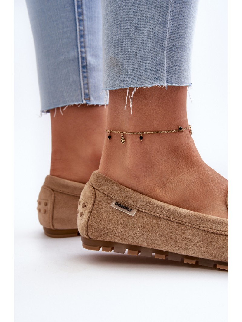 Women's Brown Faux Suede Moccasins Amrutia