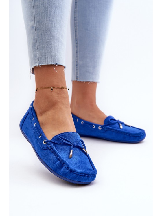 Women's Blue Suede Moccasins Si Passione