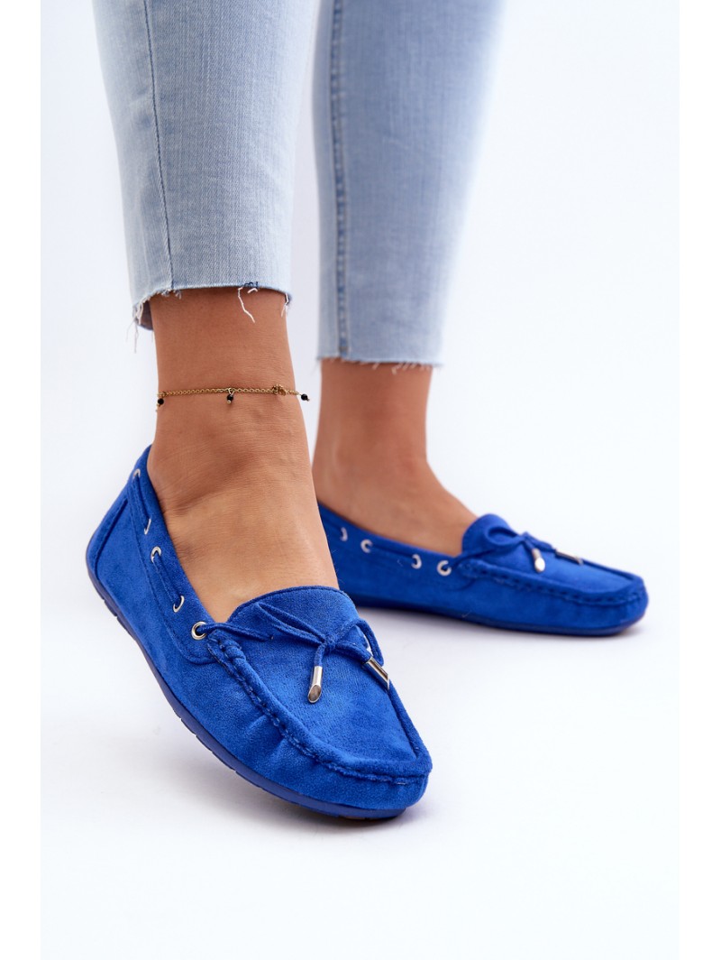 Women's Blue Suede Moccasins Si Passione