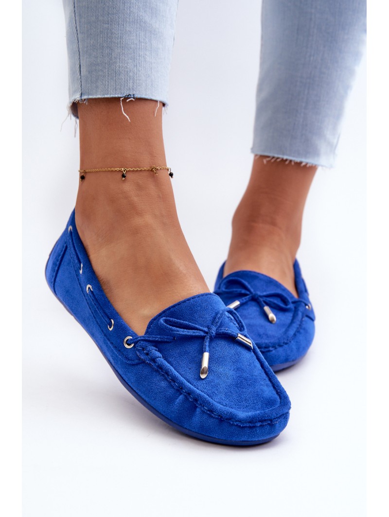 Women's Blue Suede Moccasins Si Passione