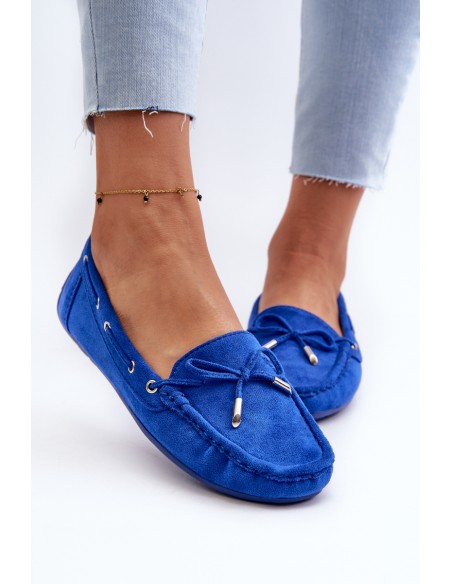Women's Blue Suede Moccasins Si Passione