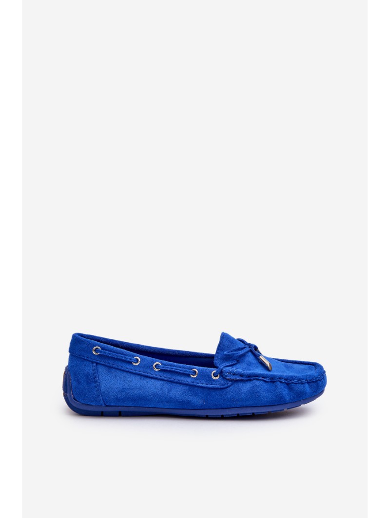 Women's Blue Suede Moccasins Si Passione