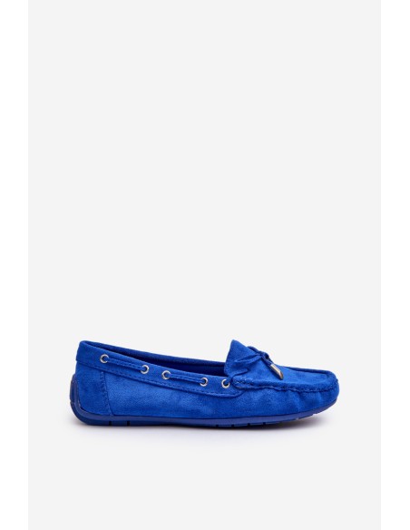 Women's Blue Suede Moccasins Si Passione