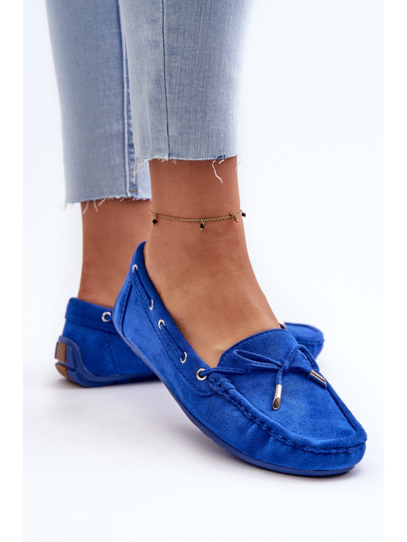 Women's Blue Suede Moccasins Si Passione
