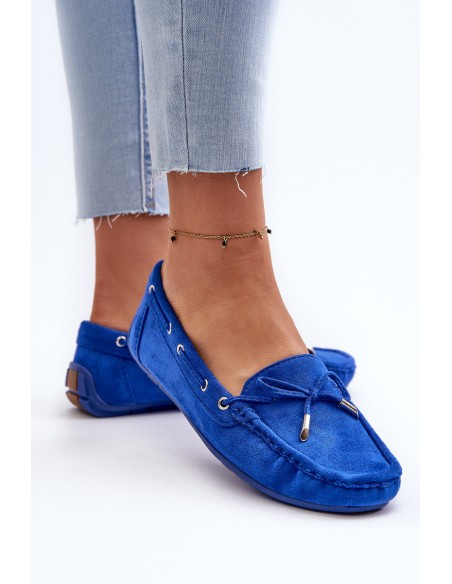 Women's Blue Suede Moccasins Si Passione
