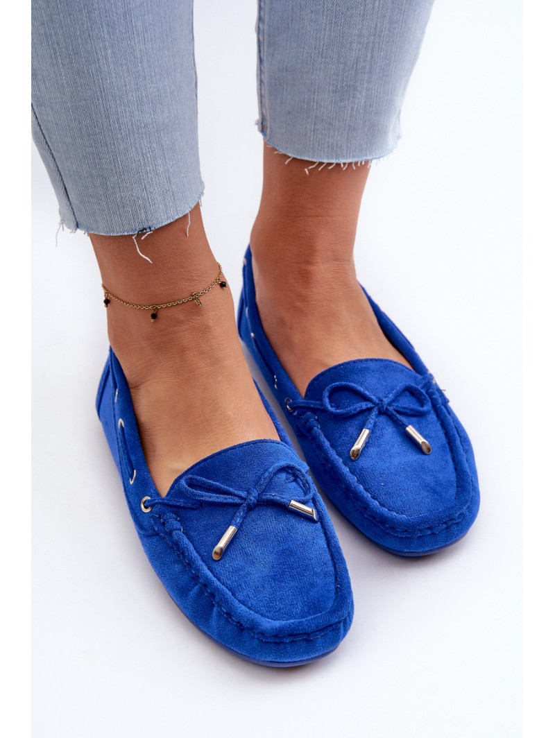 Women's Blue Suede Moccasins Si Passione