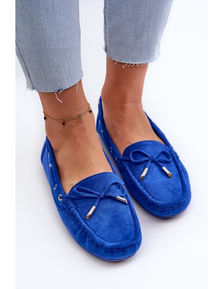 Women's Blue Suede Moccasins Si Passione