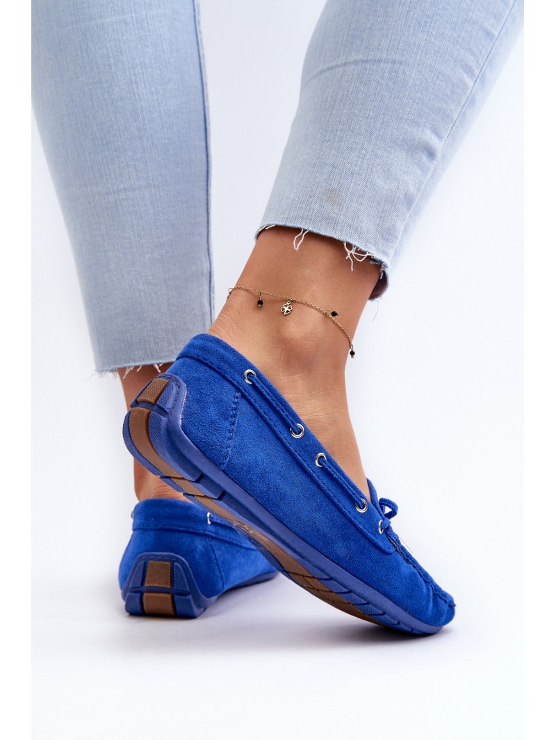 Women's Blue Suede Moccasins Si Passione