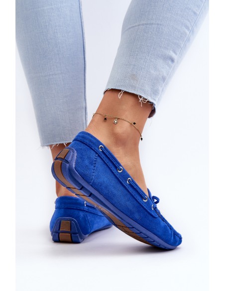 Women's Blue Suede Moccasins Si Passione