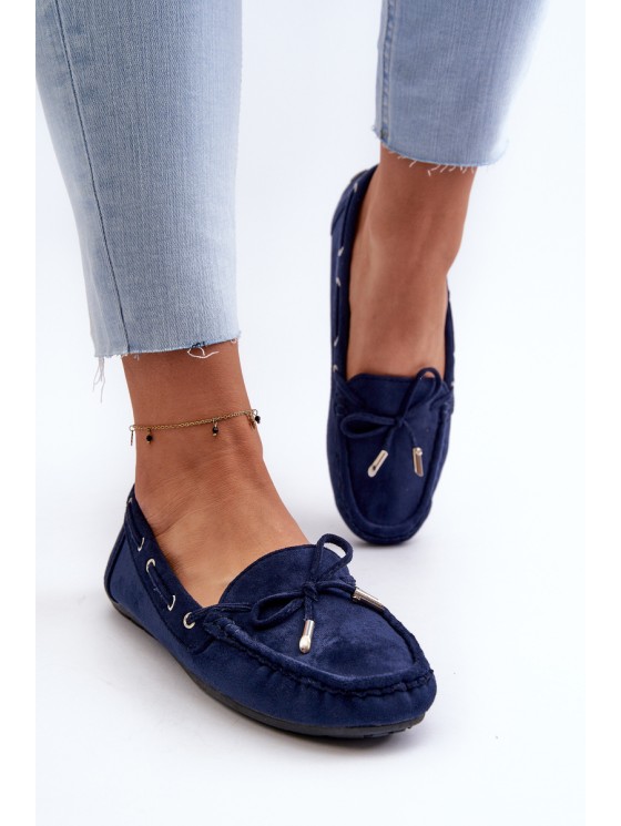 Women's Navy Suede Moccasins Si Passione 2