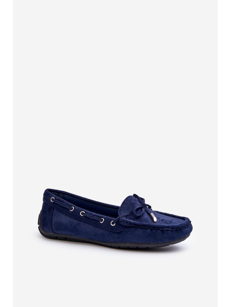 Women's Navy Suede Moccasins Si Passione