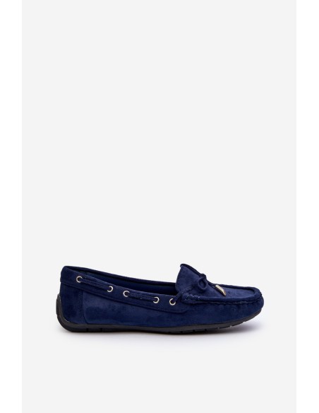 Women's Navy Suede Moccasins Si Passione