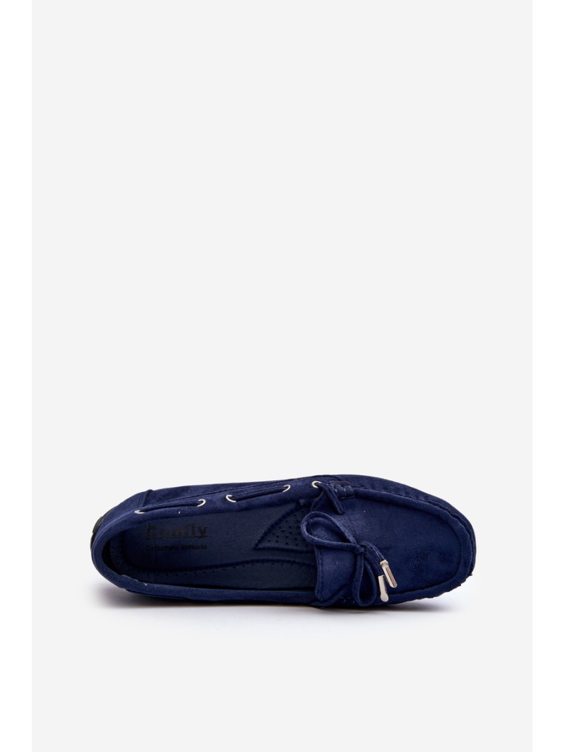 Women's Navy Suede Moccasins Si Passione