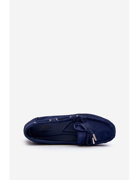 Women's Navy Suede Moccasins Si Passione