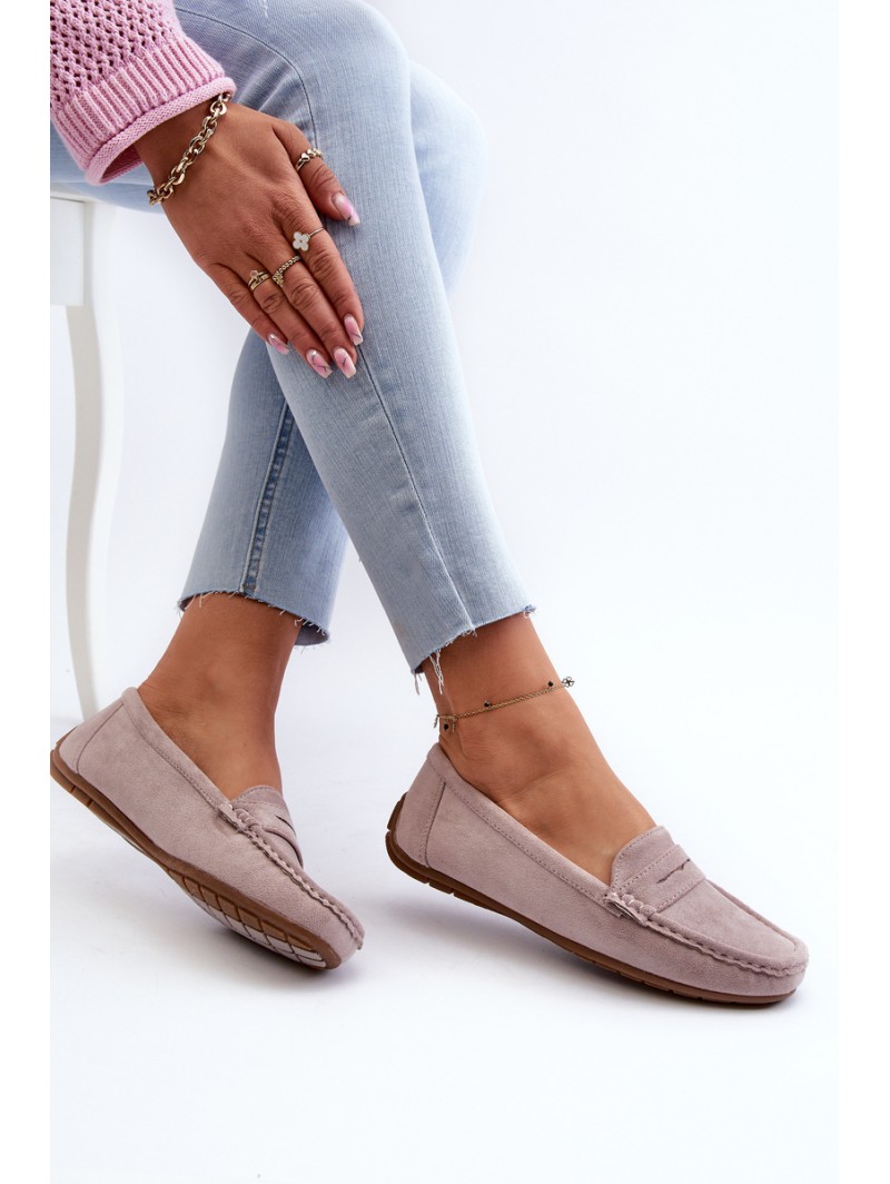Women's Suede Moccasins Purple Lenvie