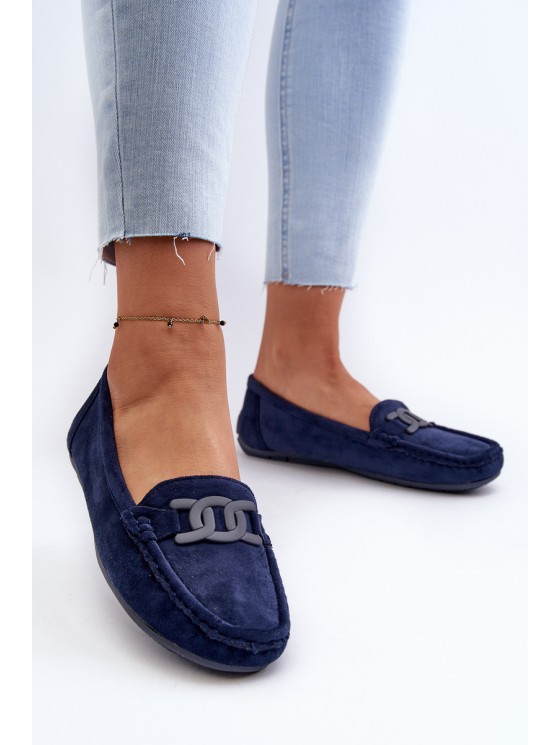 Women's Stylish Suede Moccasins Navy Blue Rabell