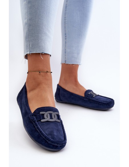 Women's Stylish Suede Moccasins Navy Blue Rabell
