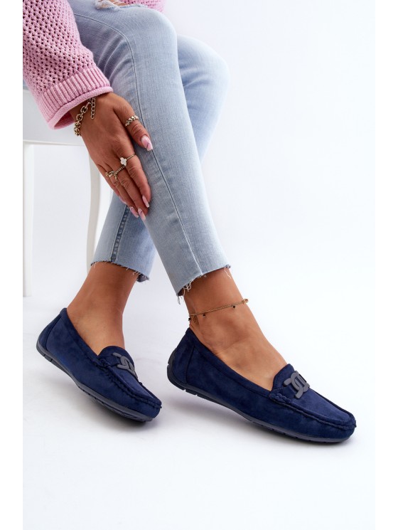 Women's Stylish Suede Moccasins Navy Blue Rabell 2