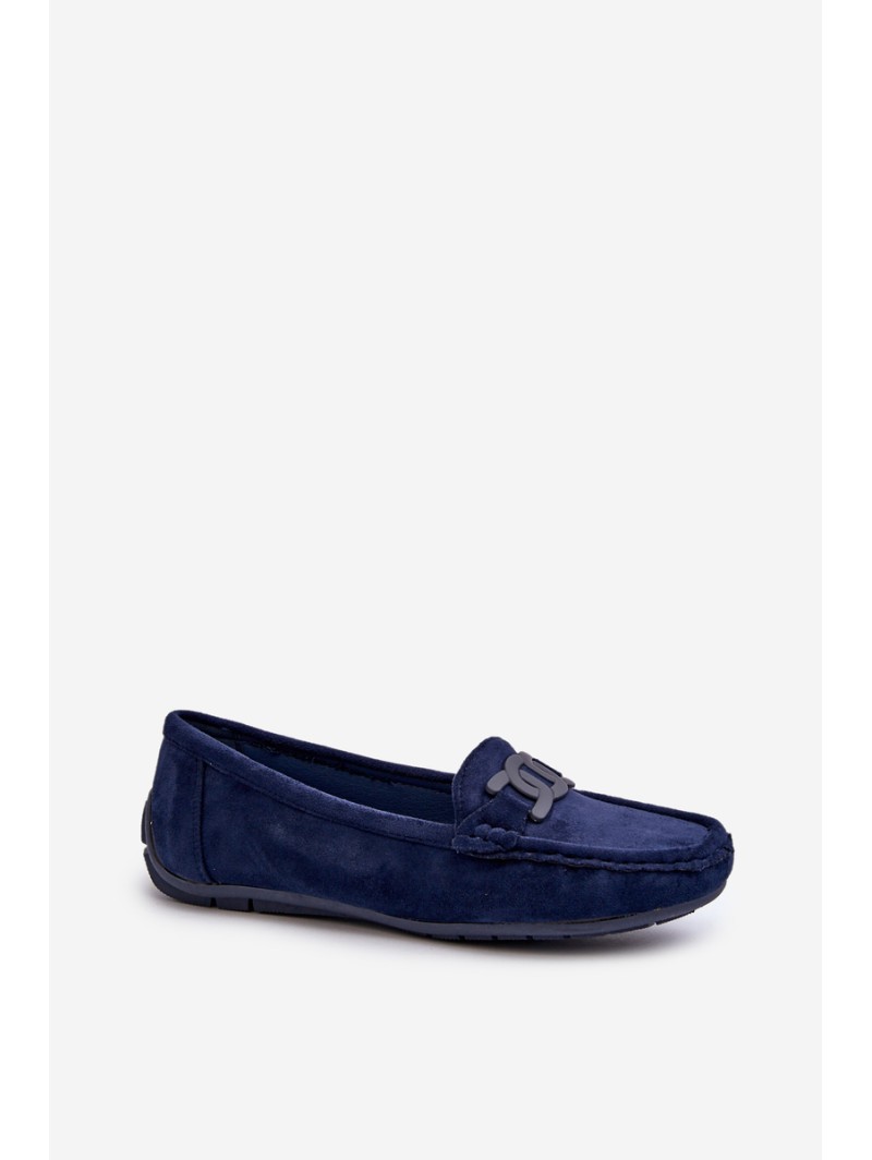 Women's Stylish Suede Moccasins Navy Blue Rabell