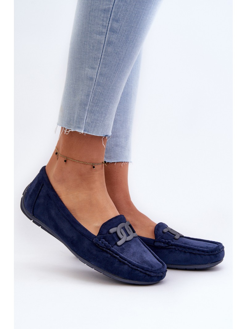 Women's Stylish Suede Moccasins Navy Blue Rabell