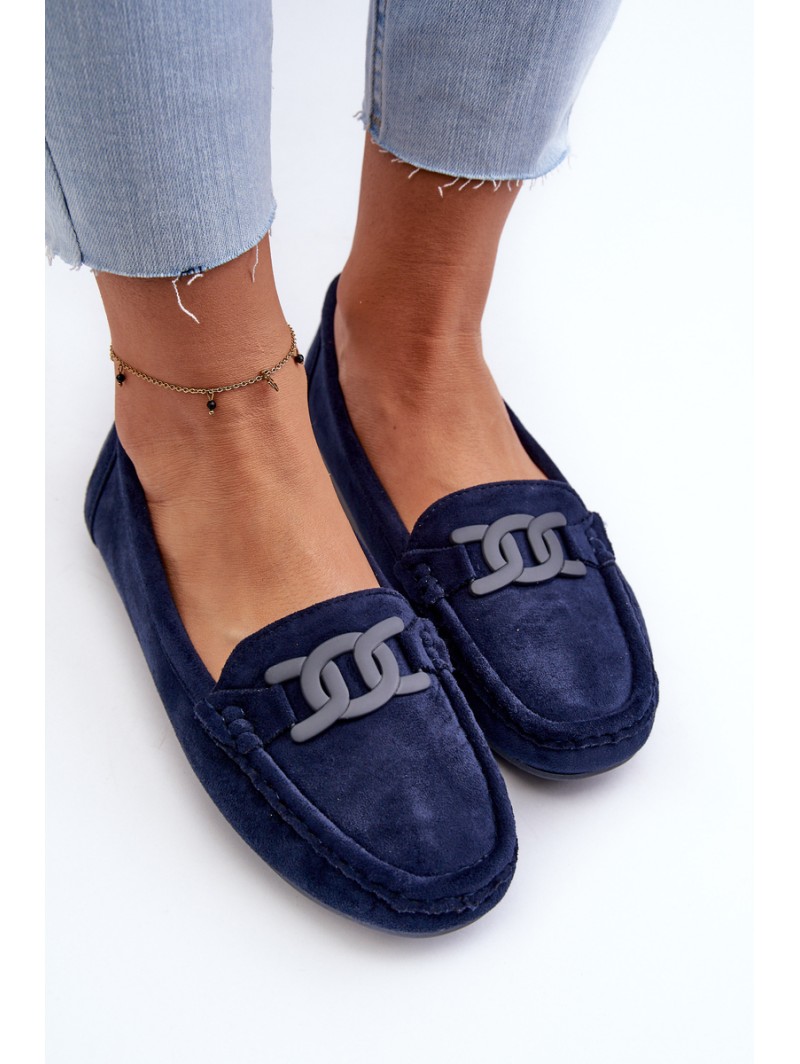 Women's Stylish Suede Moccasins Navy Blue Rabell